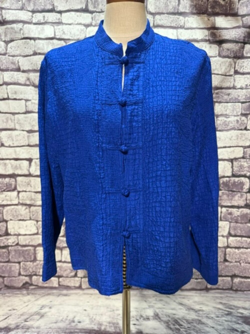 Chico's Silk Blue Long Sleeve Top Size L